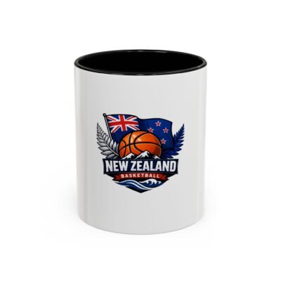 New Zealand Basketball Accent Coffee Mug — NZ Flag & Basketball Design (11/15 oz)