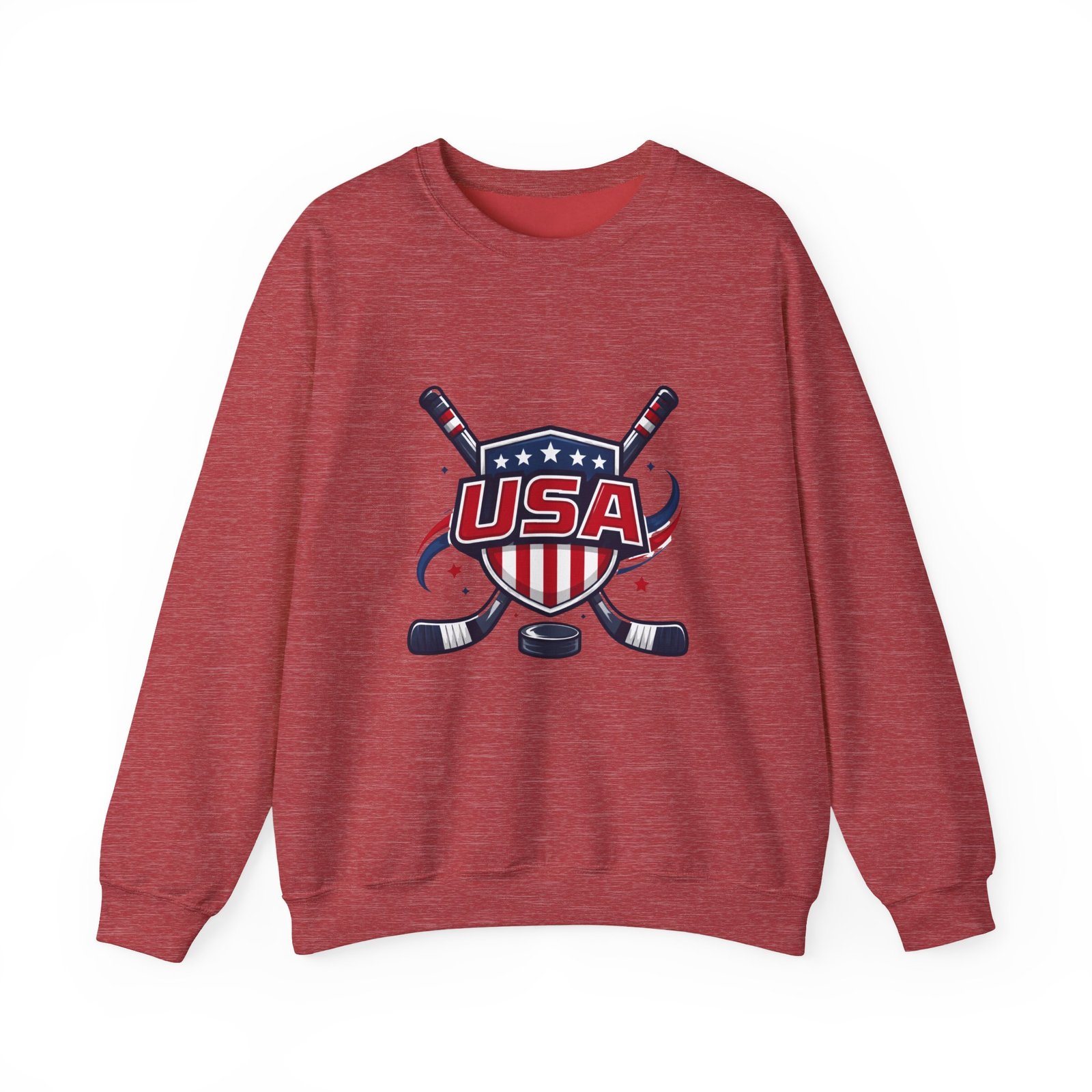 USA Hockey Crewneck Sweatshirt – Patriotic Hockey Logo Pullover - Image 41