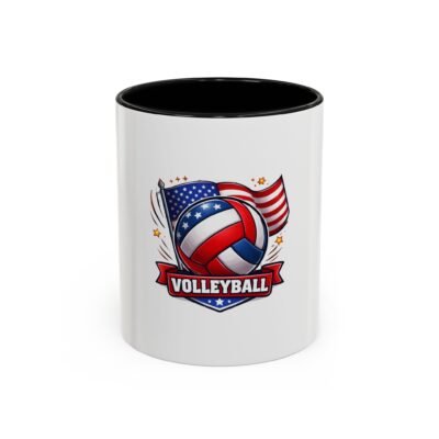 Volleyball USA Flag Accent Coffee Mug — Patriotic Volleyball Player Gift (11/15oz)