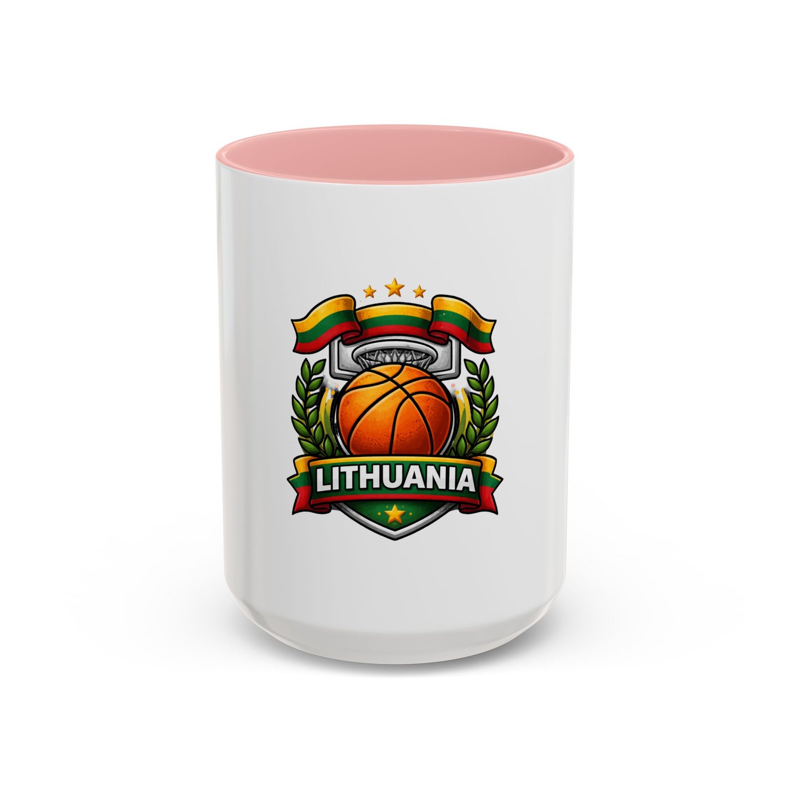 Lithuania Basketball Crest Accent Coffee Mug (11/15oz) - Image 25