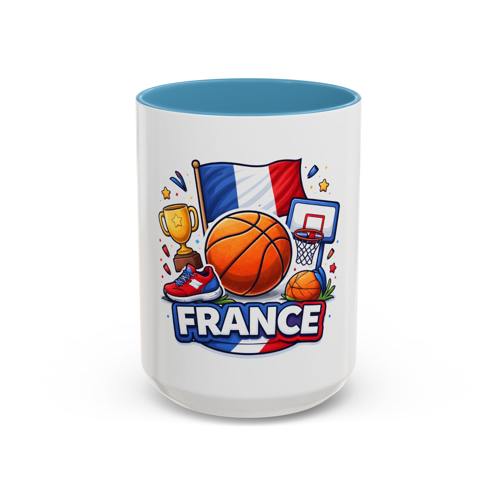 France Basketball Coffee Mug — French Flag, Basketball, Trophy Design (11/15 oz) - Image 37