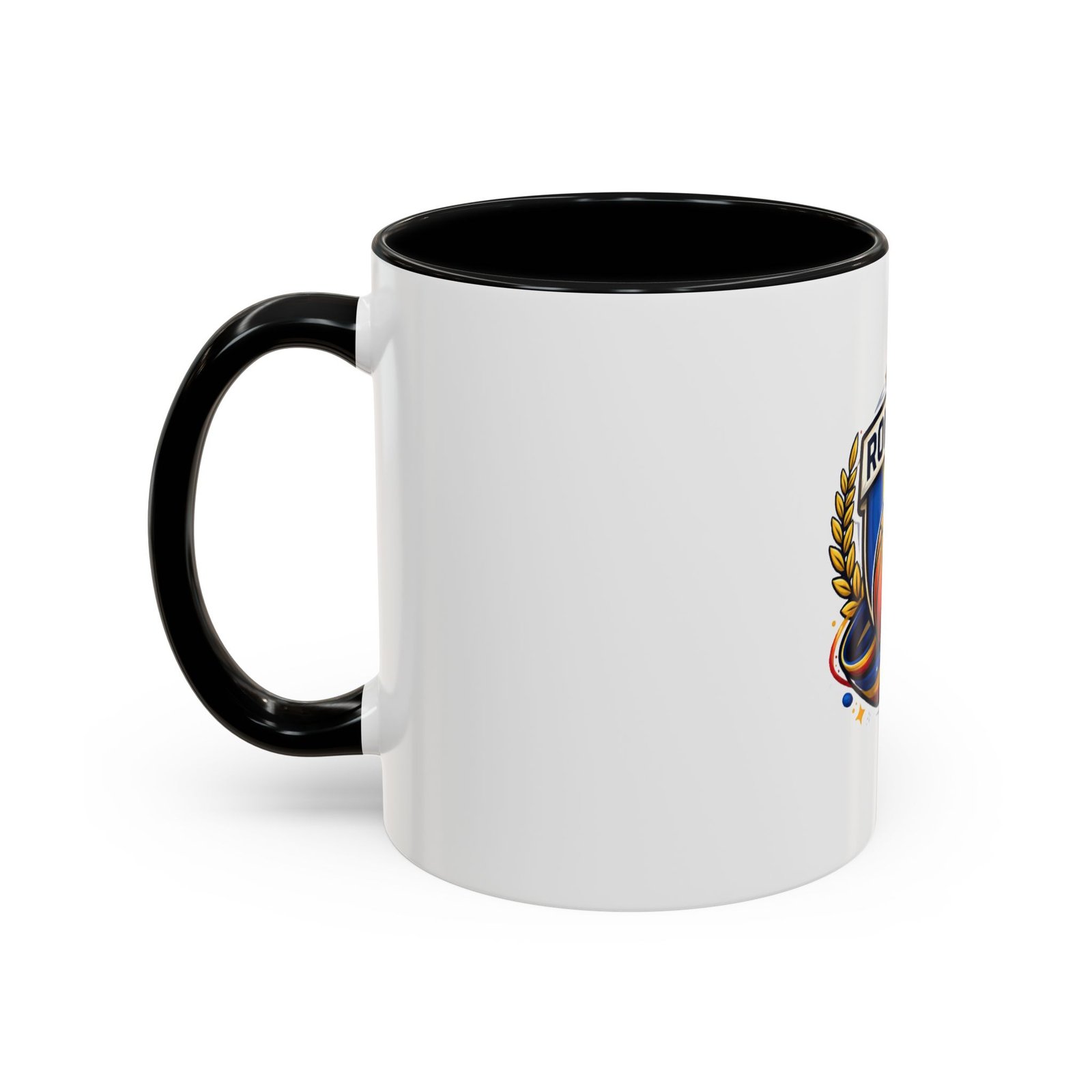 Romania Basketball Crest Accent Mug — 11oz/15oz Coffee Cup - Image 3