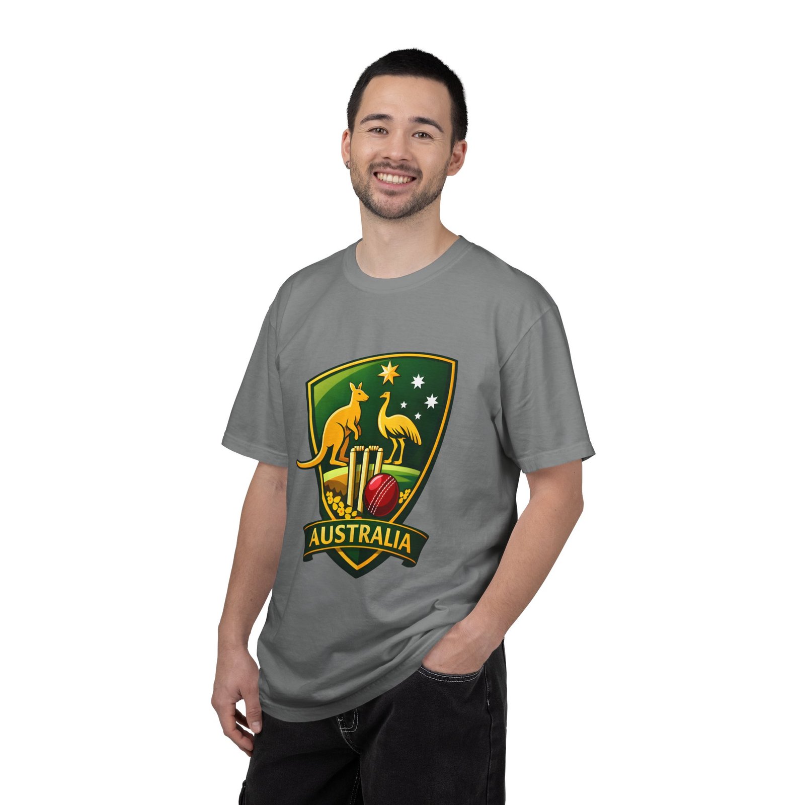 Australia Cricket Shield T-Shirt — Kangaroo & Emu Crest Tee - Image 36