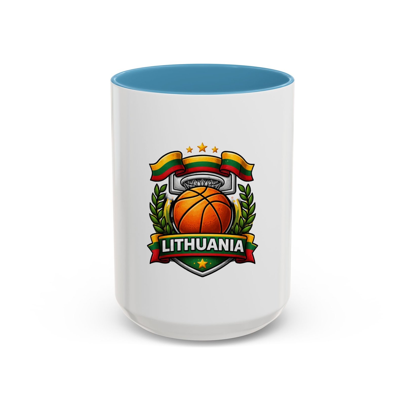 Lithuania Basketball Crest Accent Coffee Mug (11/15oz) - Image 37