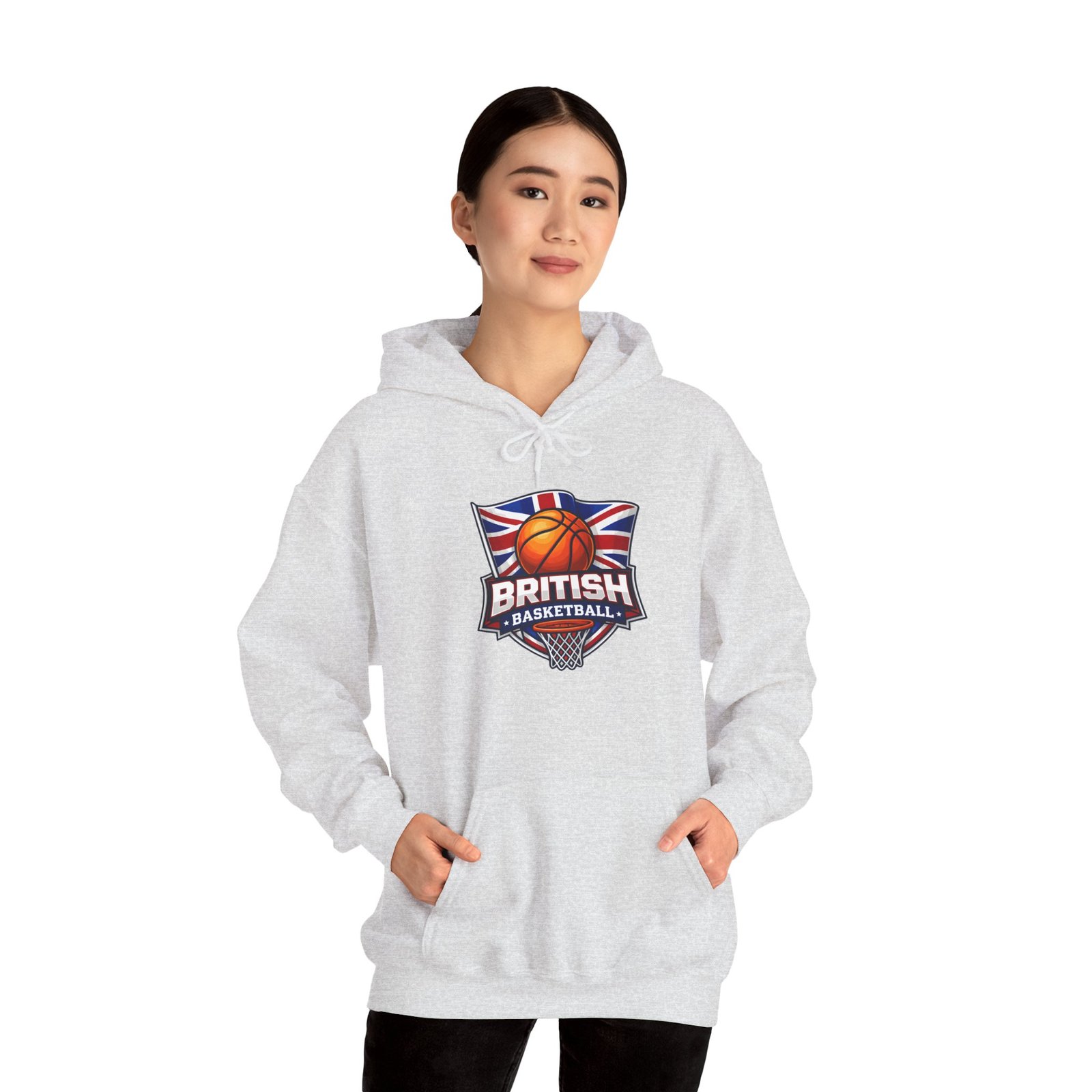 British Basketball Hoodie - Union Jack Basketball Logo Pullover - Image 10