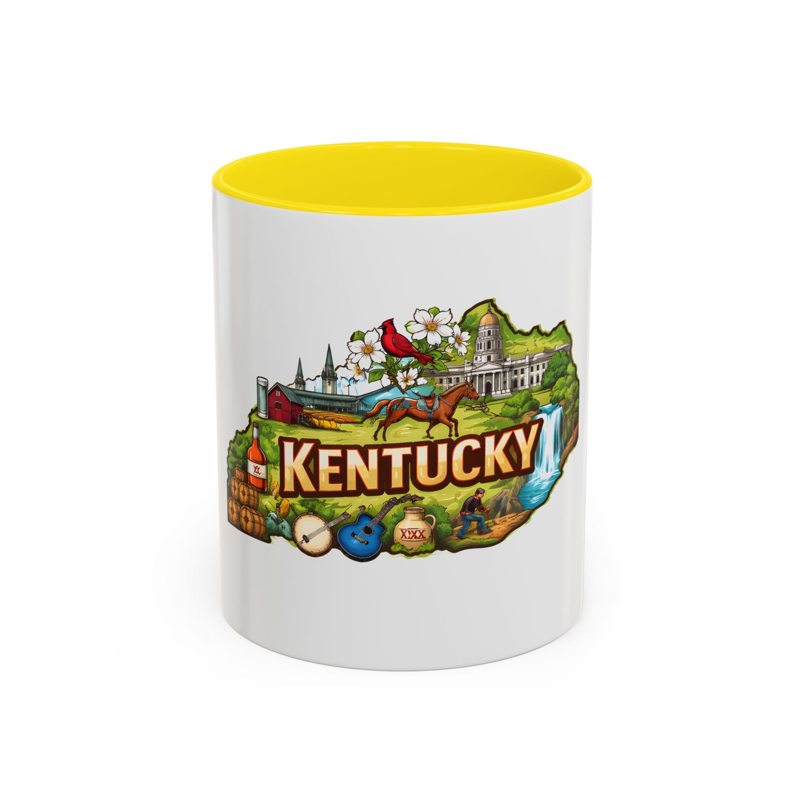 Kentucky State Map Accent Coffee Mug — Scenic Landmark Travel Souvenir (11/15oz) - Image 45