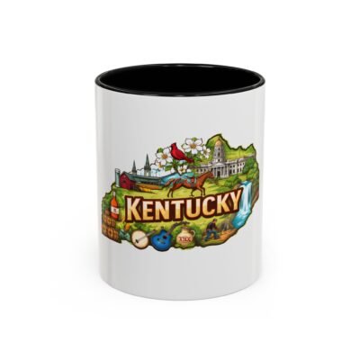Kentucky State Map Accent Coffee Mug — Scenic Landmark Travel Souvenir (11/15oz)