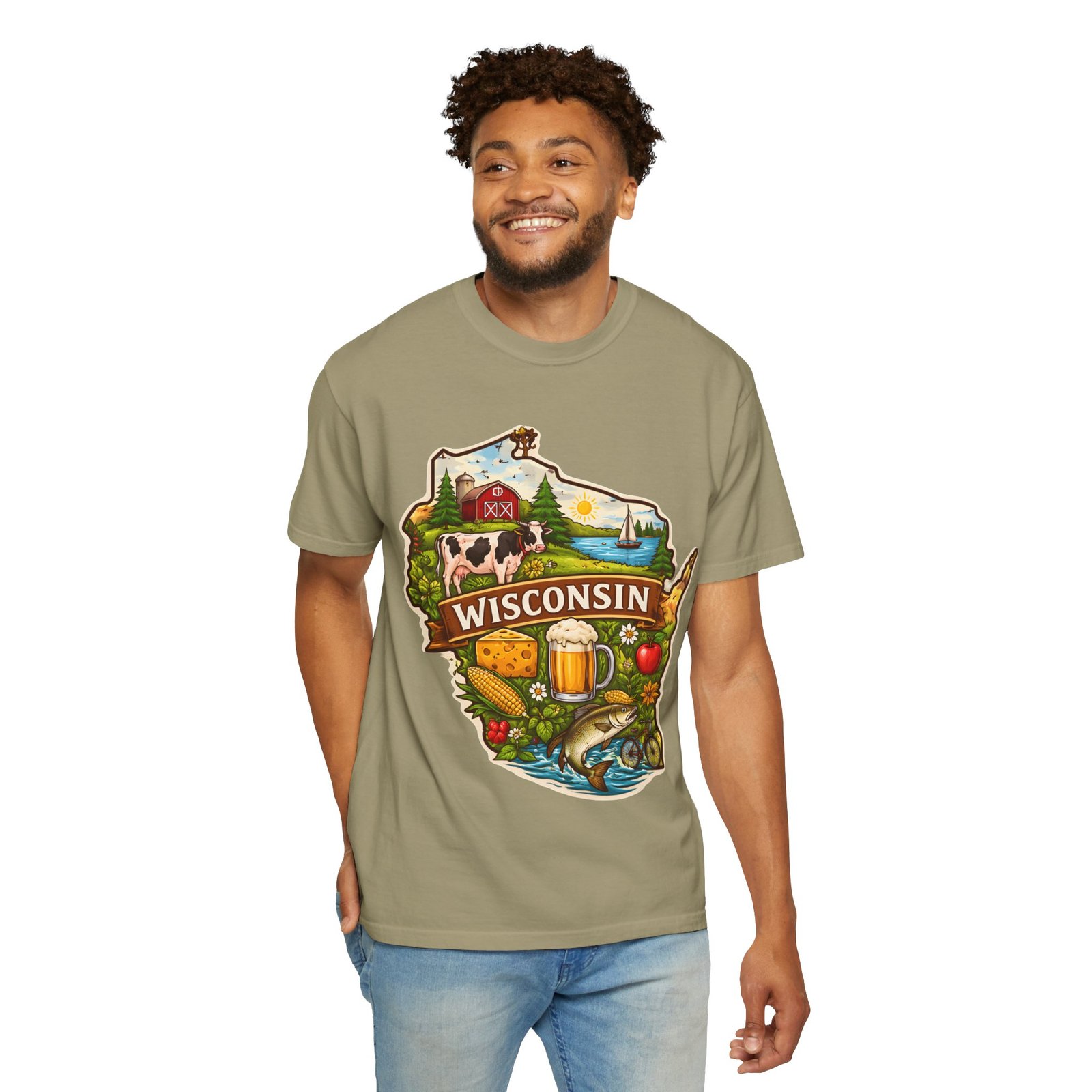 Wisconsin State Map T-Shirt — Dairy, Beer & Lake Life Graphic Tee - Image 30