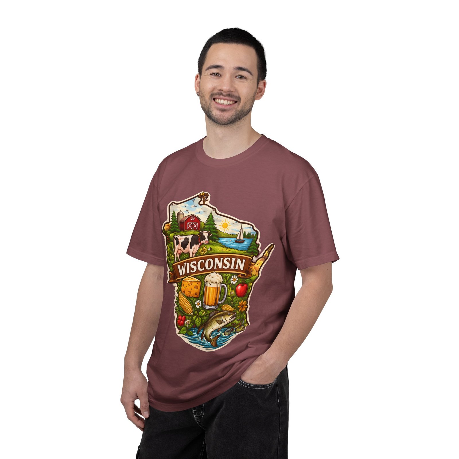 Wisconsin State Map T-Shirt — Dairy, Beer & Lake Life Graphic Tee - Image 19
