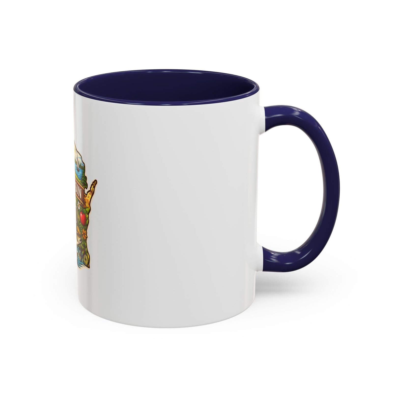 Wisconsin State Map Coffee Mug – Retro Cheese, Beer & Lake Icons Accent Mug - Image 6