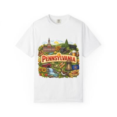 Pennsylvania Vintage Travel T-Shirt — State Pride Tee with Liberty Bell & Scenic Icons