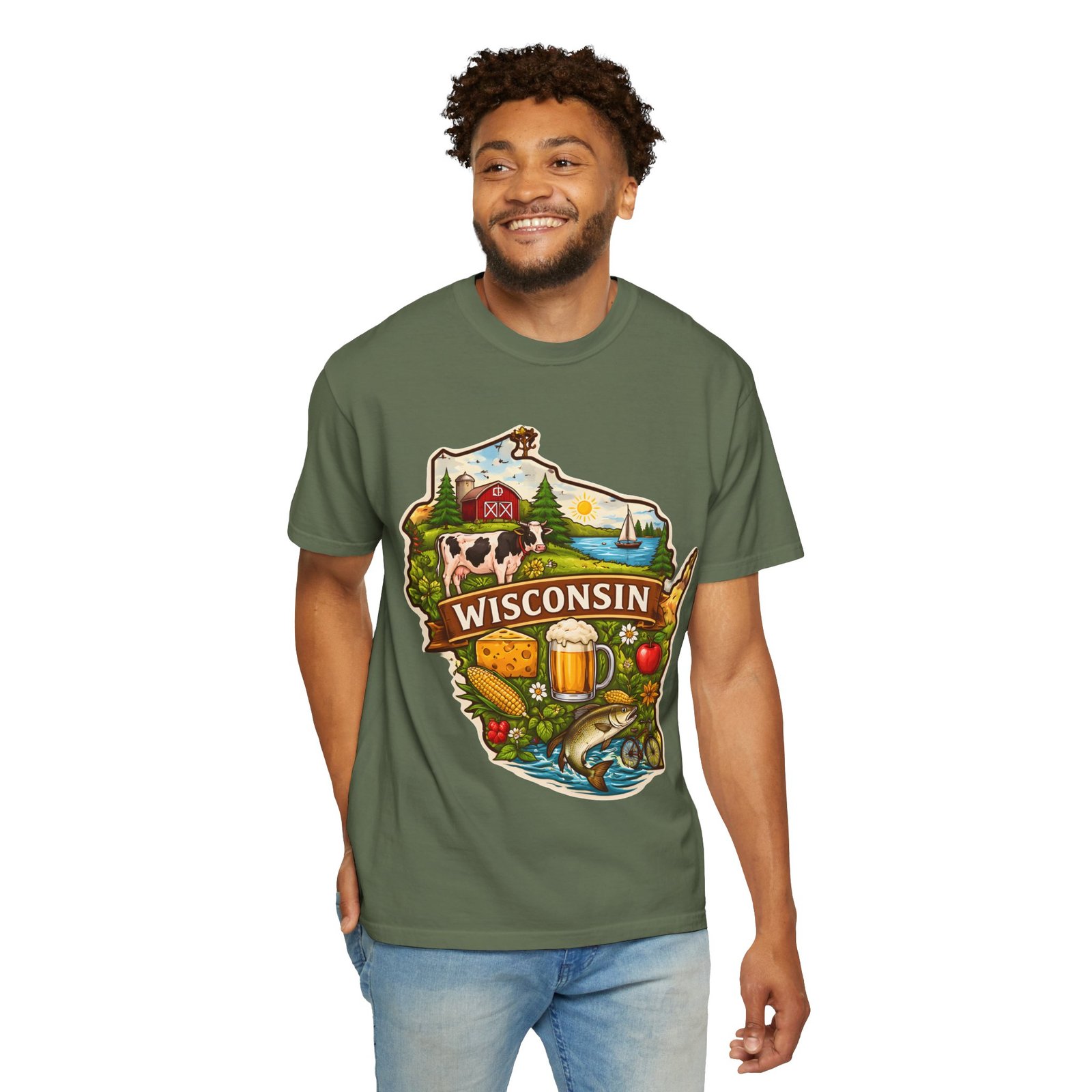 Wisconsin State Map T-Shirt — Dairy, Beer & Lake Life Graphic Tee - Image 50