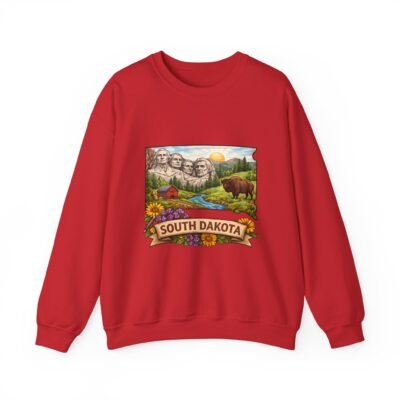 South Dakota Scenic Crewneck Sweatshirt — Mount Rushmore, Bison & Nature Graphic