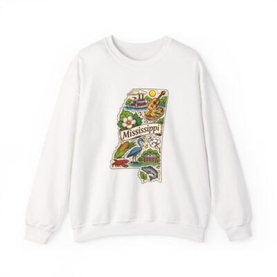 Mississippi State Patch Crewneck Sweatshirt — Vintage Travel Map Design