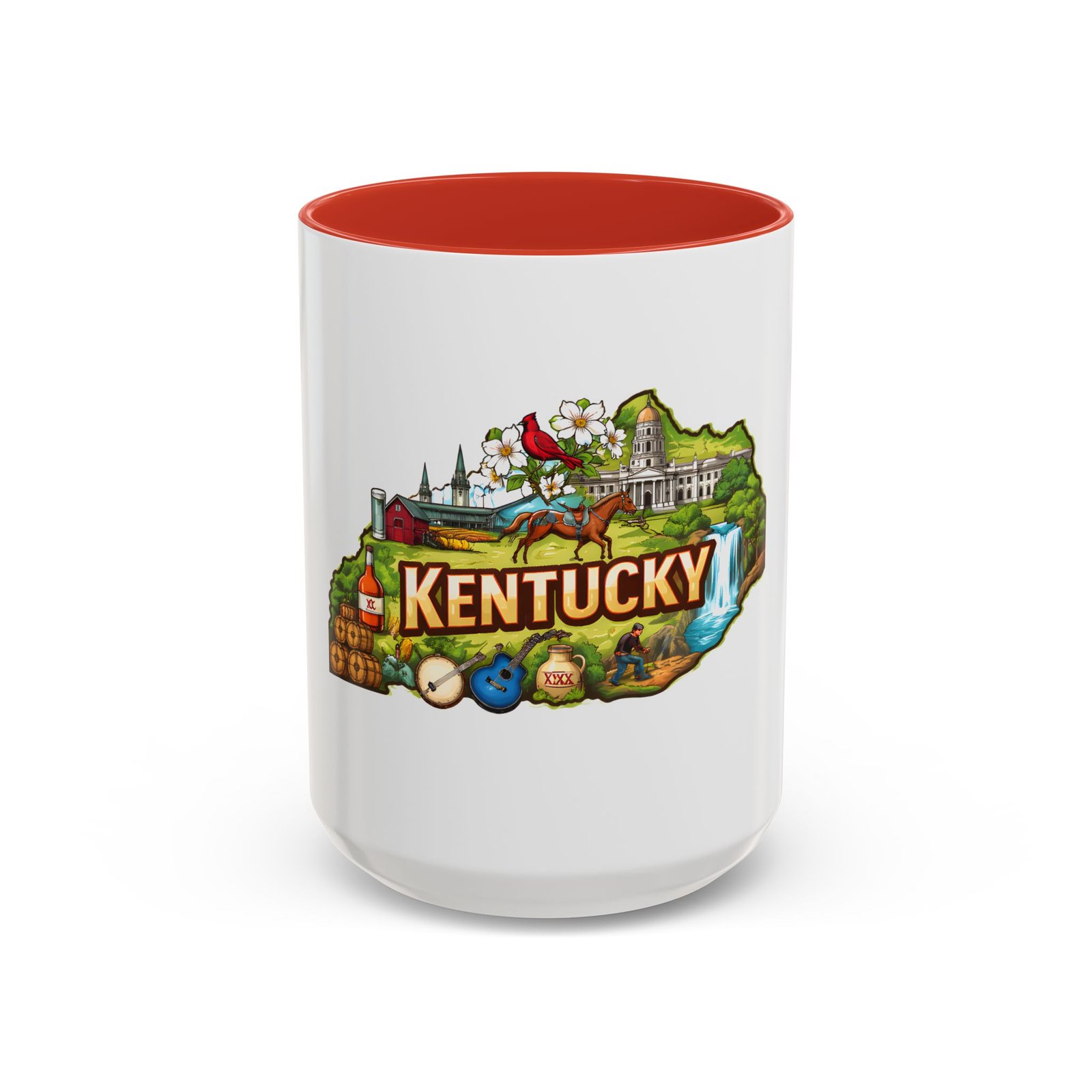 Kentucky State Map Accent Coffee Mug — Scenic Landmark Travel Souvenir (11/15oz) - Image 29