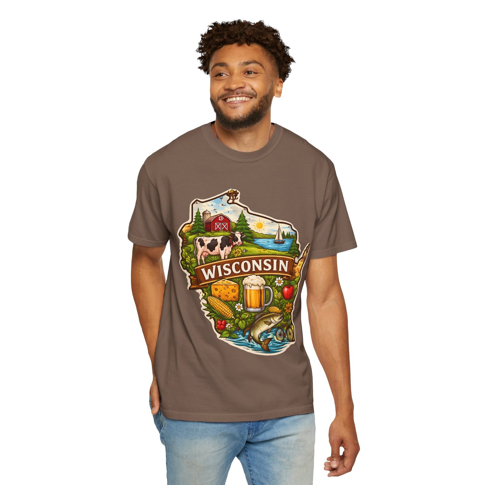 Wisconsin State Map T-Shirt — Dairy, Beer & Lake Life Graphic Tee - Image 35