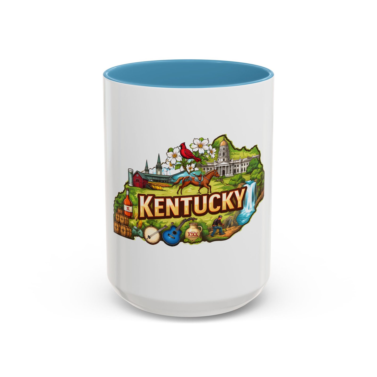 Kentucky State Map Accent Coffee Mug — Scenic Landmark Travel Souvenir (11/15oz) - Image 37