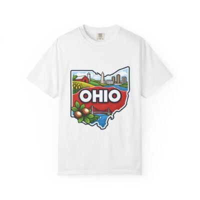 Ohio State Outline T-Shirt – Scenic Skyline, Farmland & Buckeye Design