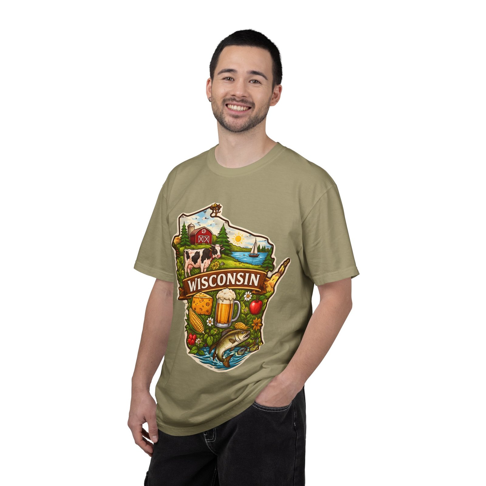 Wisconsin State Map T-Shirt — Dairy, Beer & Lake Life Graphic Tee - Image 29