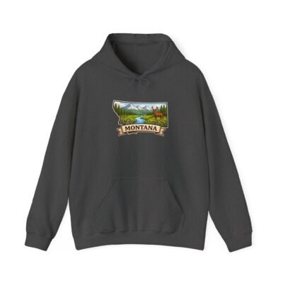 Montana Scenic Hooded Sweatshirt – Mountain Landscape Banner Design