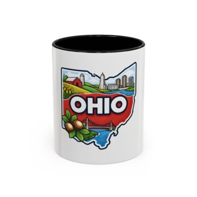 Ohio State Map Accent Coffee Mug — Skyline & Countryside Design (11/15oz)