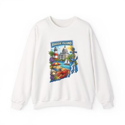 Rhode Island Coastal Crewneck Sweatshirt — Lighthouse, Anchor & Nautical State Design