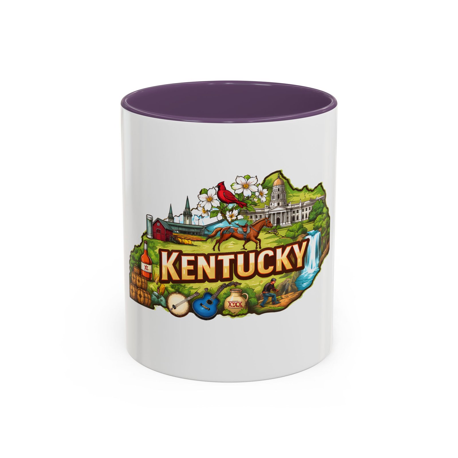 Kentucky State Map Accent Coffee Mug — Scenic Landmark Travel Souvenir (11/15oz) - Image 61