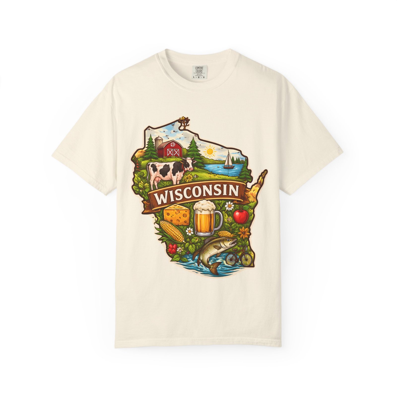 Wisconsin State Map T-Shirt — Dairy, Beer & Lake Life Graphic Tee - Image 21