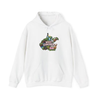 West Virginia Map Floral Hoodie — State Pride Appalachian Nature Sweatshirt