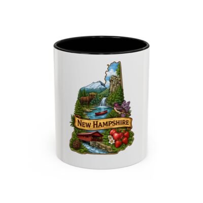 New Hampshire Scenic Accent Coffee Mug – State Map Design (11/15oz)