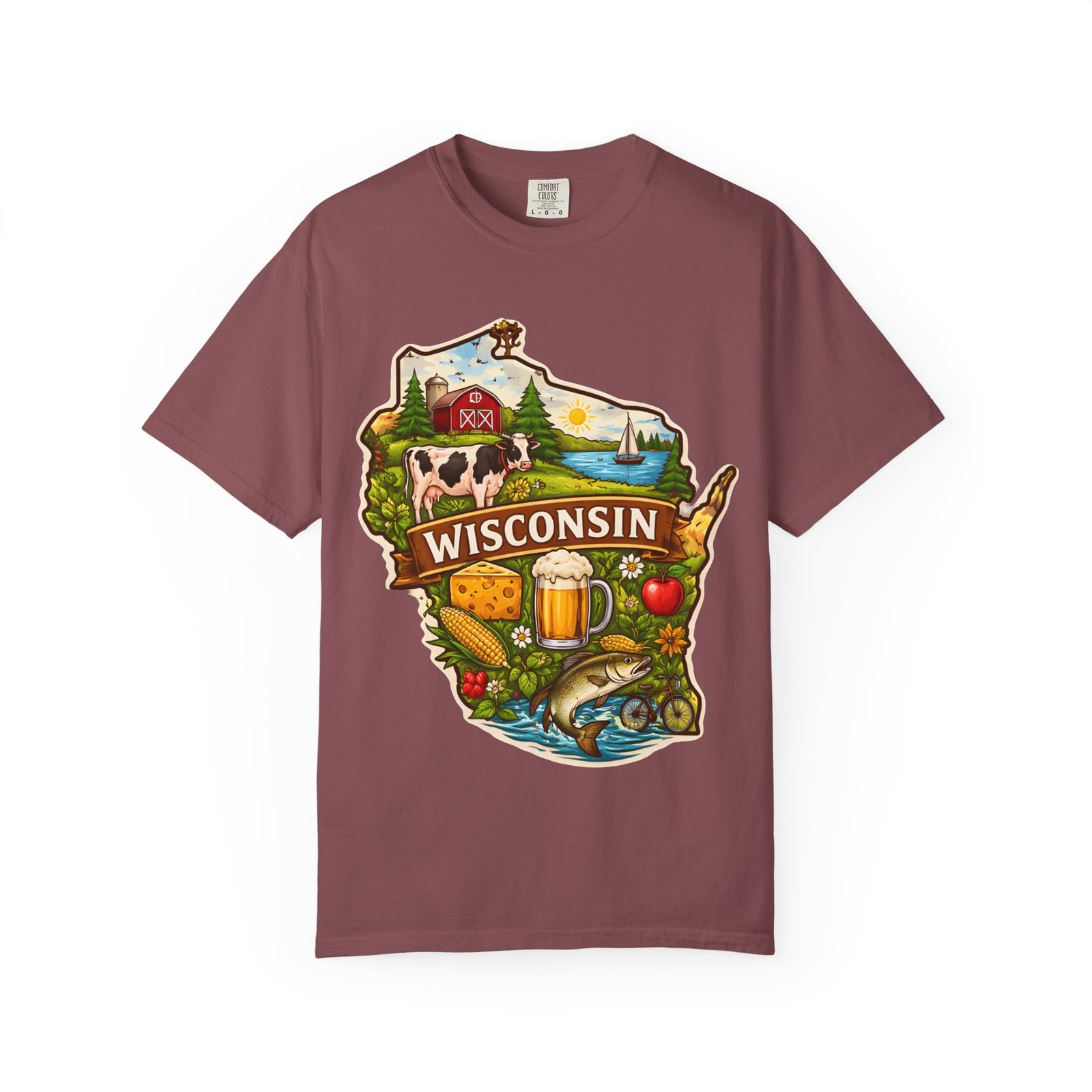 Wisconsin State Map T-Shirt — Dairy, Beer & Lake Life Graphic Tee - Image 16