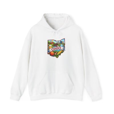Ohio State Map Hoodie — Colorful Ohio Landmarks & Icons Sweatshirt