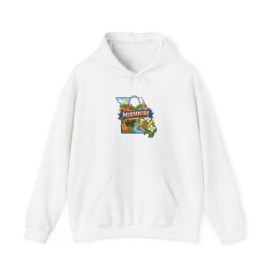 Missouri State Graphic Hoodie — Colorful Map & Nature Icons