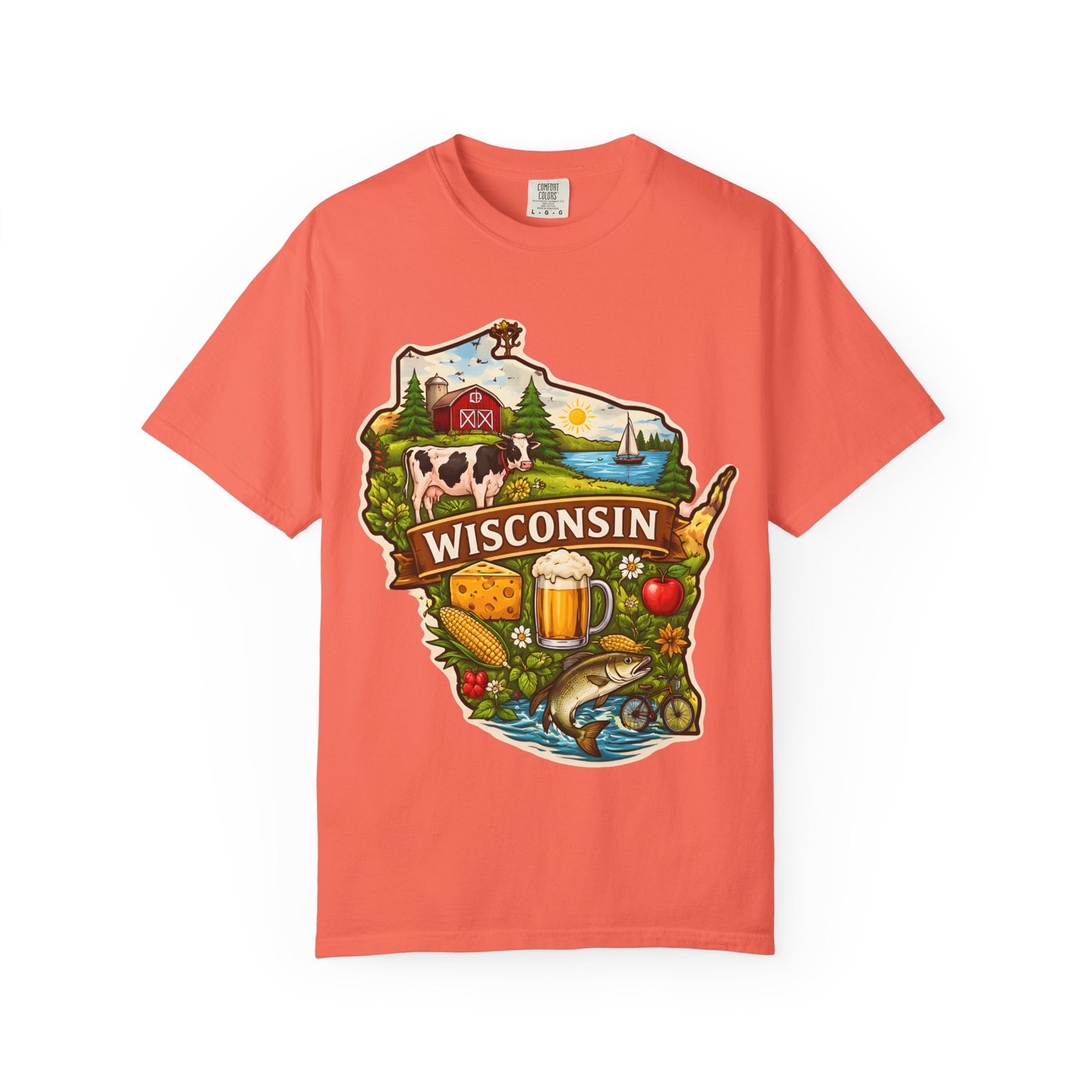 Wisconsin State Map T-Shirt — Dairy, Beer & Lake Life Graphic Tee - Image 11