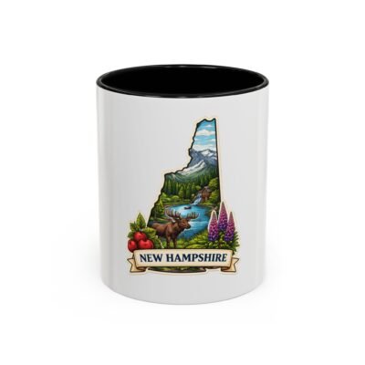 New Hampshire State Map Coffee Mug — Scenic Nature Illustration, Travel Souvenir (11/15oz)
