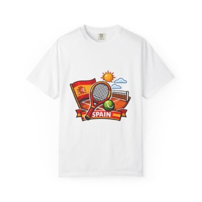 Spain Tennis T-Shirt — Spanish Flag Tennis Racket & Ball Graphic