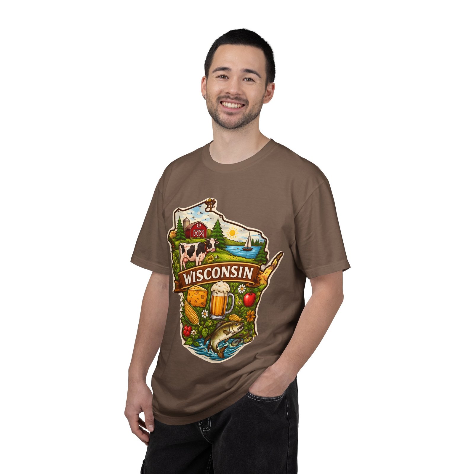 Wisconsin State Map T-Shirt — Dairy, Beer & Lake Life Graphic Tee - Image 34