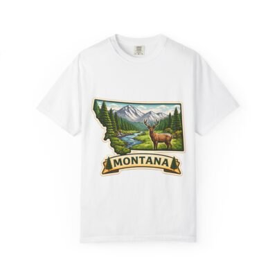 Montana Vintage Nature T-Shirt — Mountain & Elk Scenic Tee