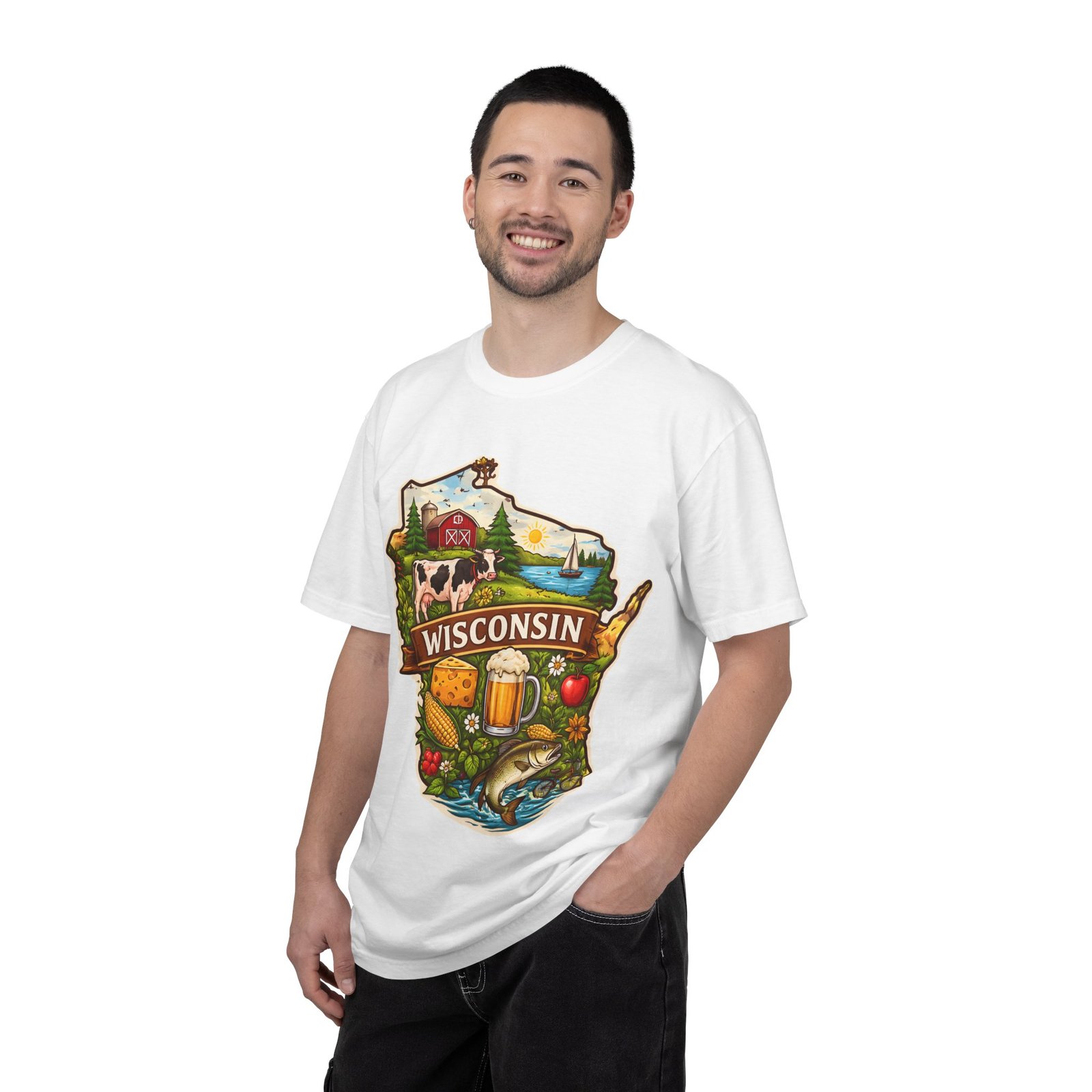 Wisconsin State Map T-Shirt — Dairy, Beer & Lake Life Graphic Tee - Image 4