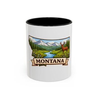 Montana Scenic Coffee Mug — Mountain River & Elk Accent Mug (11/15oz)