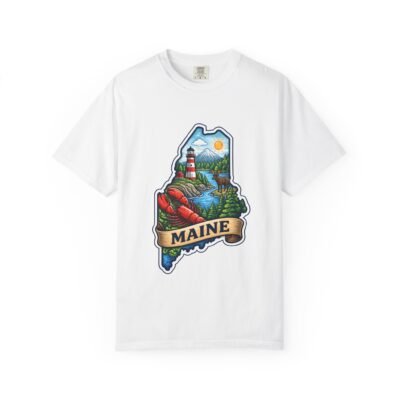 Maine State Map T-Shirt — Lighthouse, Lobster & Coastal Scenic Tee