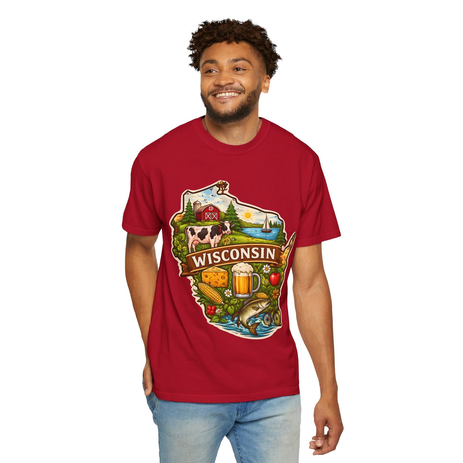 Wisconsin State Map T-Shirt — Dairy, Beer & Lake Life Graphic Tee - Image 75