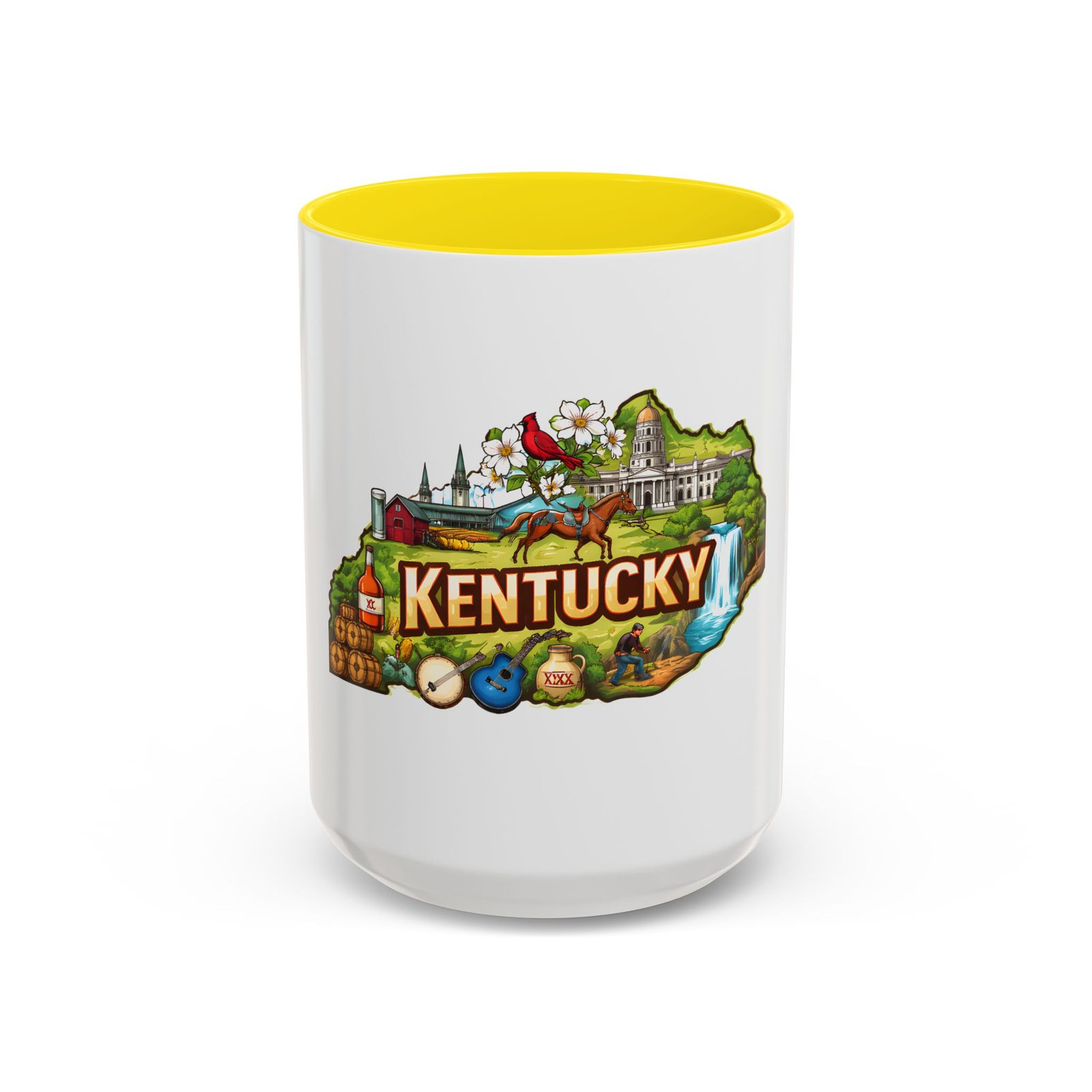 Kentucky State Map Accent Coffee Mug — Scenic Landmark Travel Souvenir (11/15oz) - Image 53
