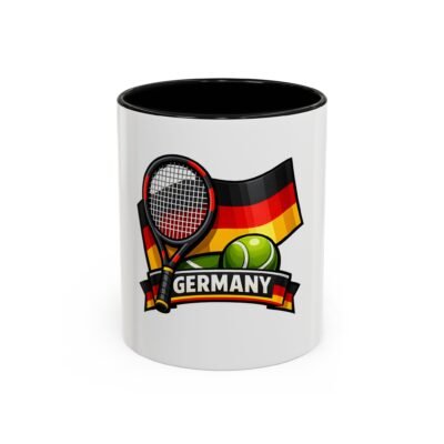 Germany Tennis Coffee Mug - Tennis Racket & Balls with German Flag Accent