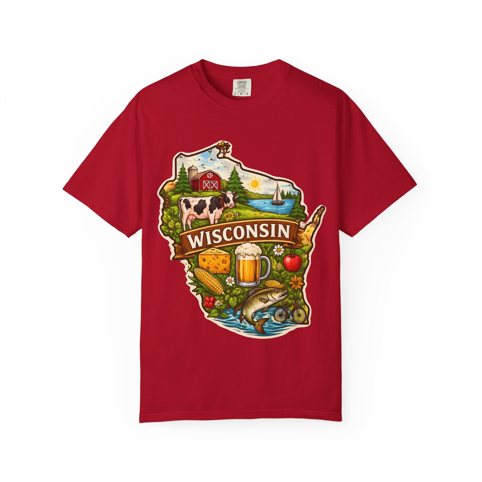 Wisconsin State Map T-Shirt — Dairy, Beer & Lake Life Graphic Tee - Image 71