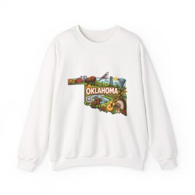 Oklahoma State Map Sweatshirt — Vintage Route 66 & Prairie Icons Crewneck