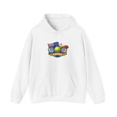 Australia Cricket Graphic Hoodie — Aussie Flag & Balls Badge