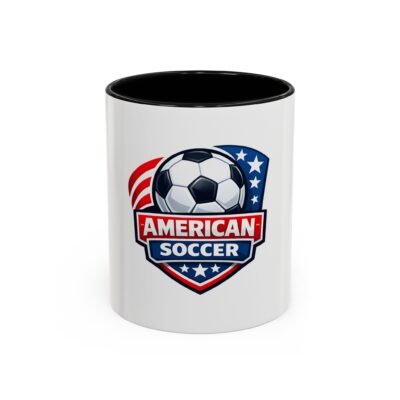 American Soccer Accent Coffee Mug – Patriotic Soccer Ball Design (11/15 oz)