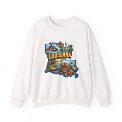 Louisiana State Map Sweatshirt – Cajun Culture & Bayou Icons Crewneck