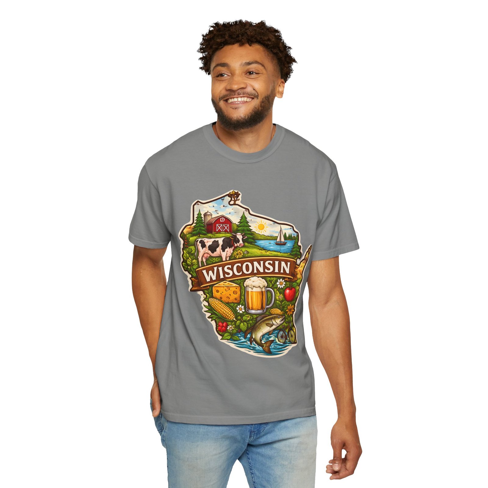 Wisconsin State Map T-Shirt — Dairy, Beer & Lake Life Graphic Tee - Image 55